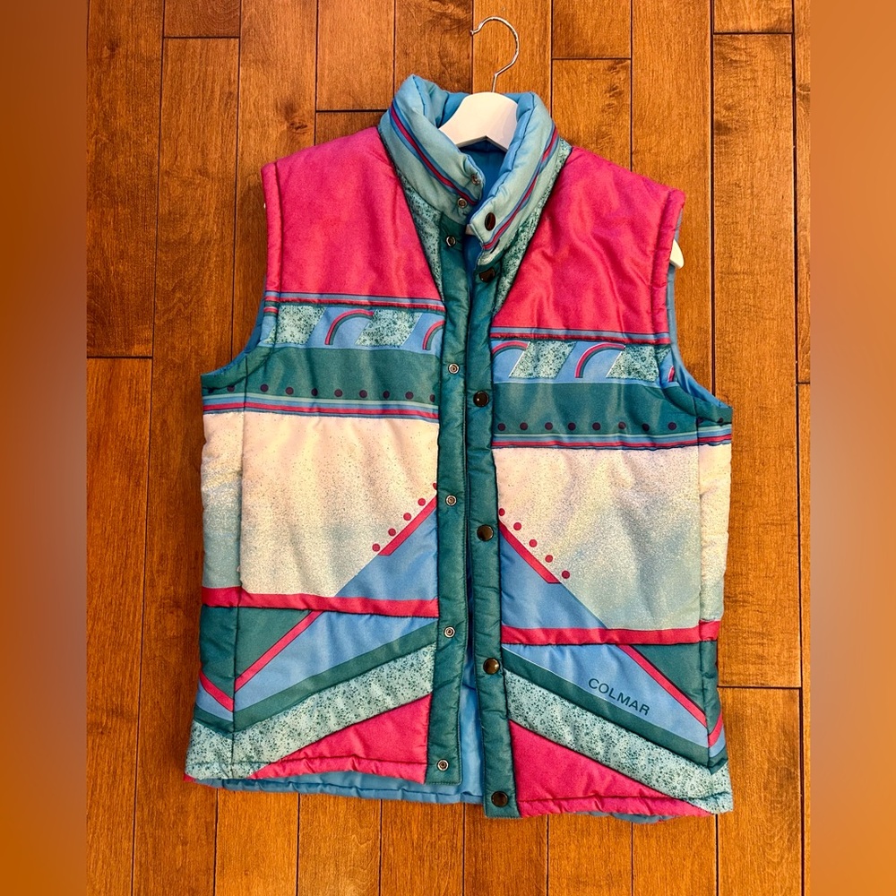 Vintage Colmar reversible Olympic puffer vest